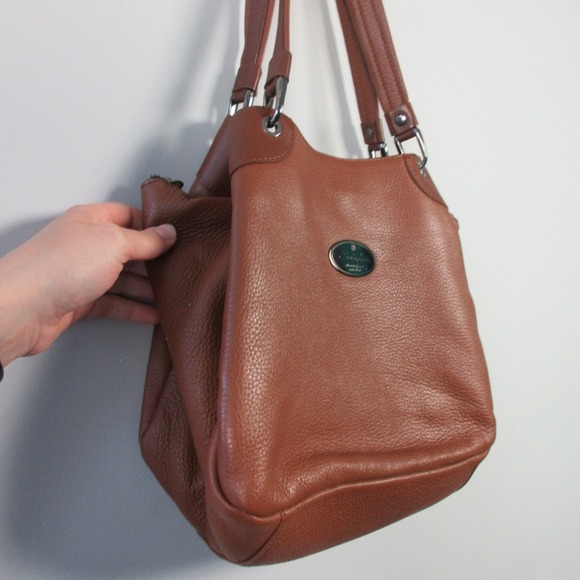 Peruzzi Italian Leather Shoulder Bag Women Brown Purse Handbag Tote Designer 760 - Picture 4 of 16